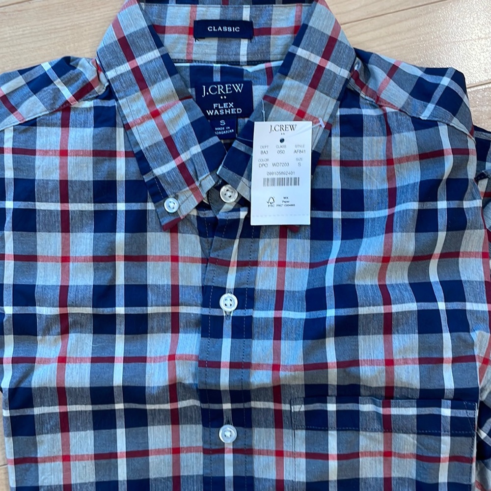 NWT JCrew flex washed small long sleeve button down